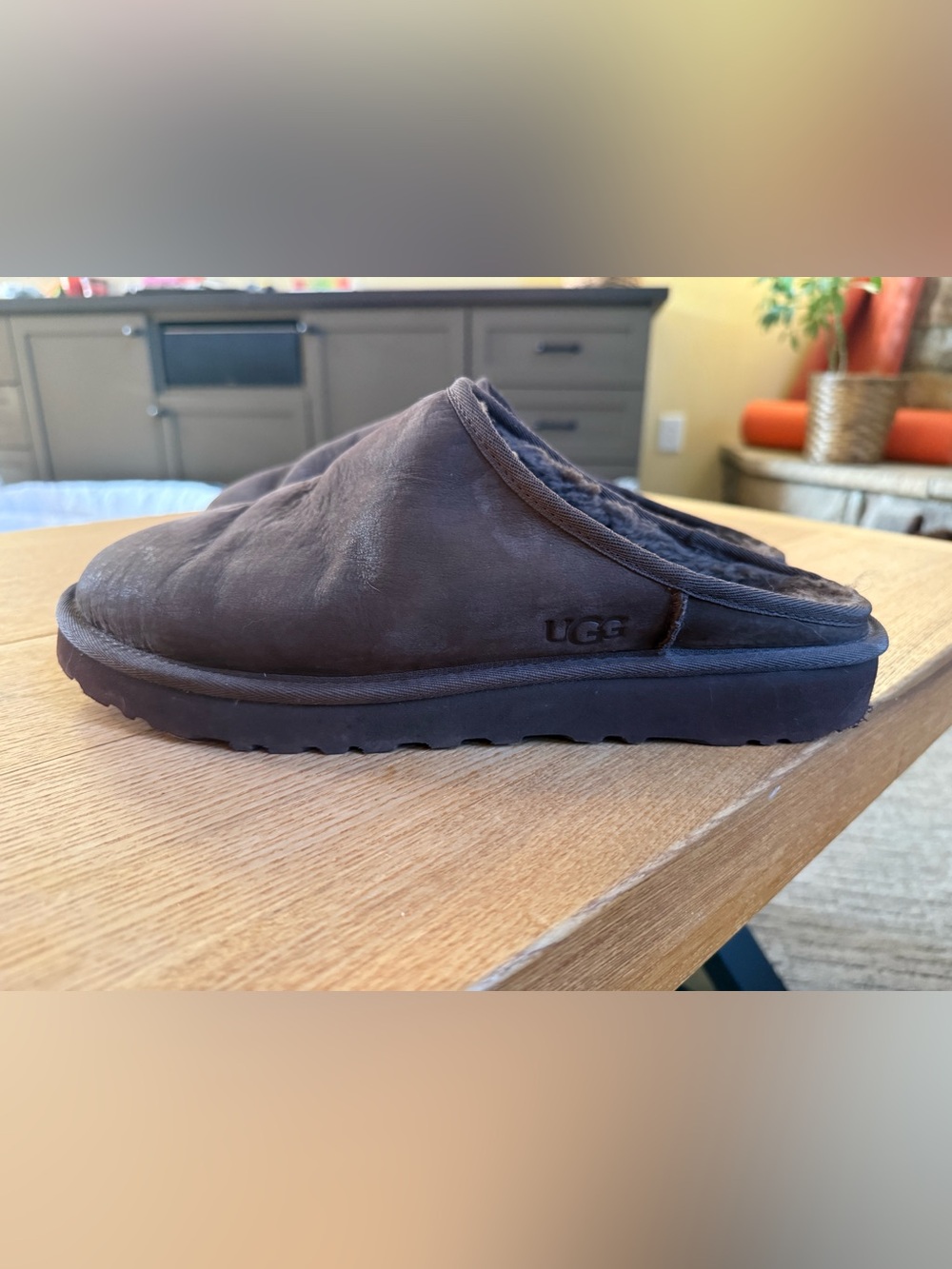 UGG Men’s Chocolate Brown Shearling-Lined Slip-On